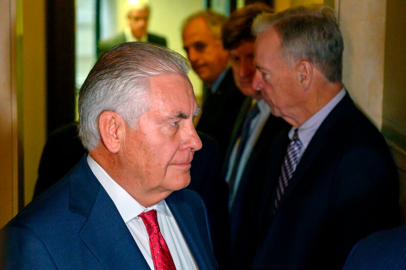 Former U.S. Secretary of State Rex Tillerson entered the courtroom to testify in the...