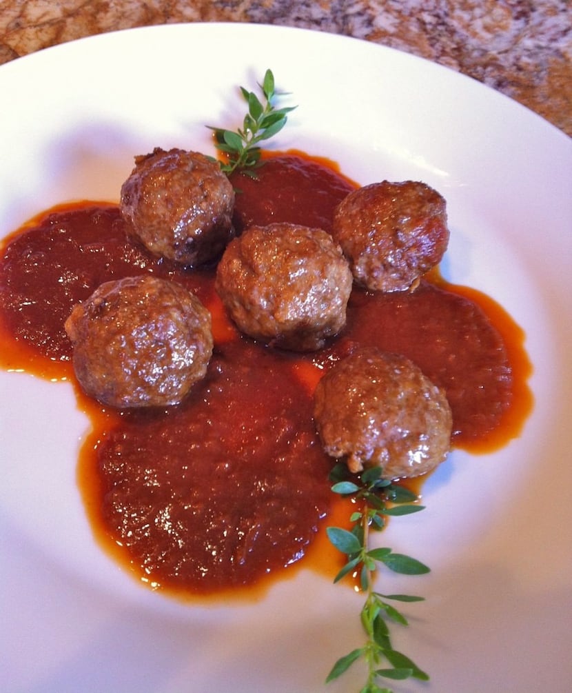 Ancho Chile Meatballs, from Adán Medrano's "Truly Texas Mexican: A Native Culinary Heritage...