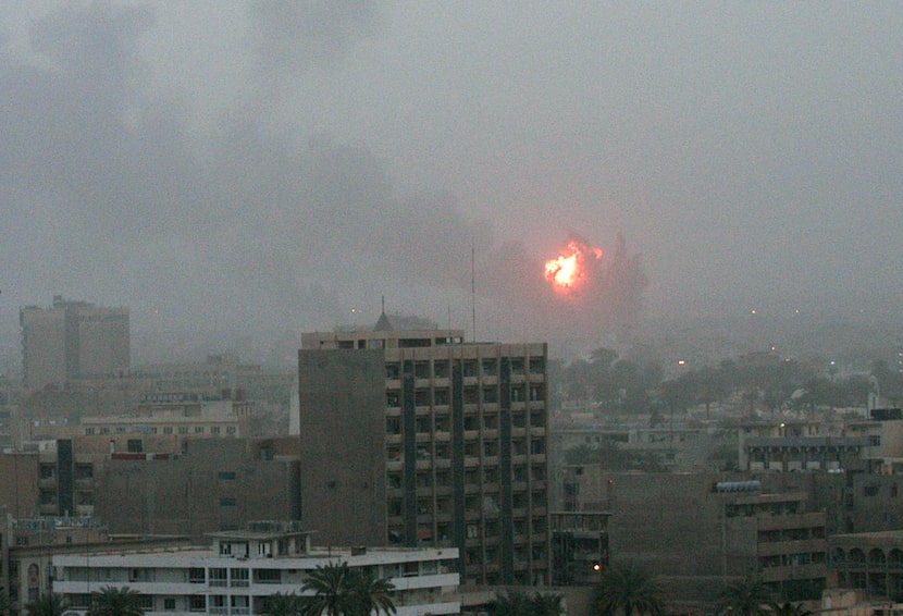 An explosion is seen in Baghdad 20 March, 2003, as the US launched a war on Iraq with air...