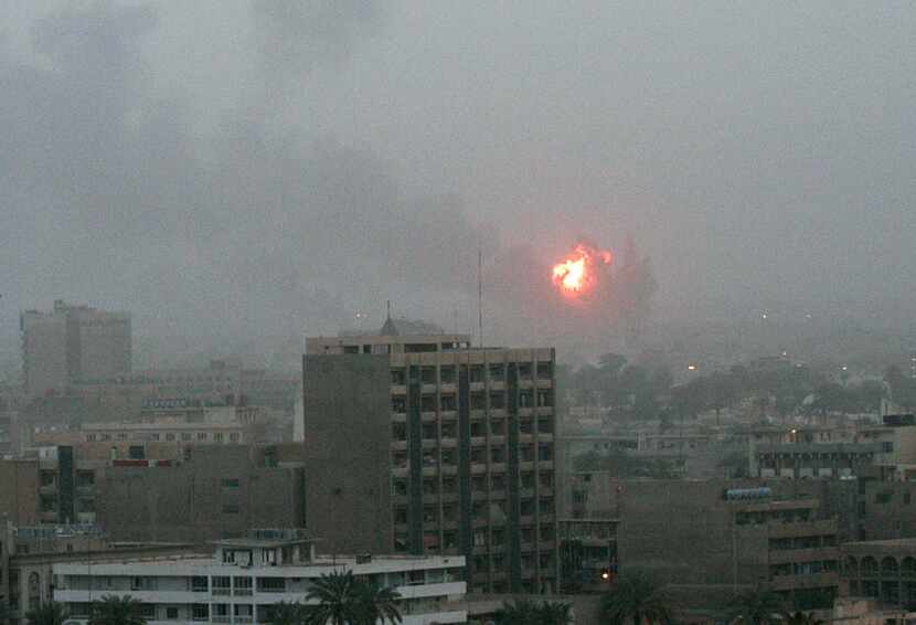An explosion is seen in Baghdad 20 March, 2003, as the US launched a war on Iraq with air...