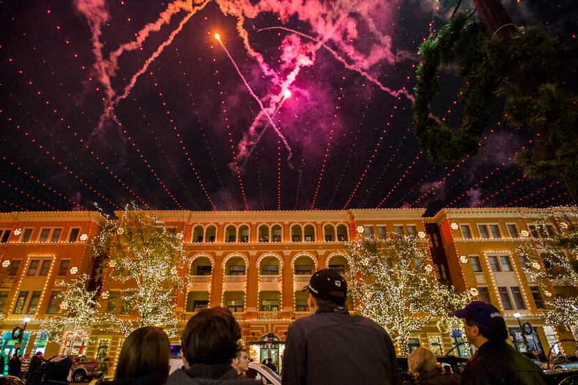  A firework a Christmas light show is displayed during the Christmas in the Square 10th...