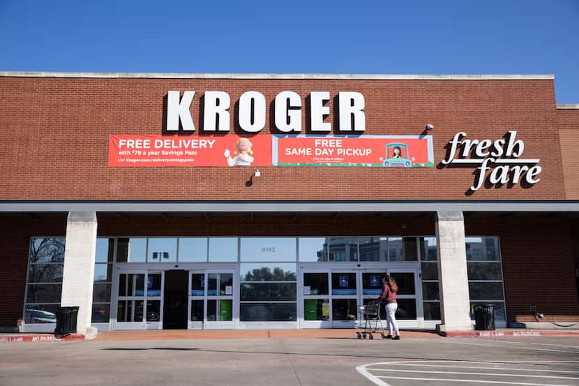 The exterior of the Oak Lawn Kroger grocery store on Cedar Springs Road in Dallas.