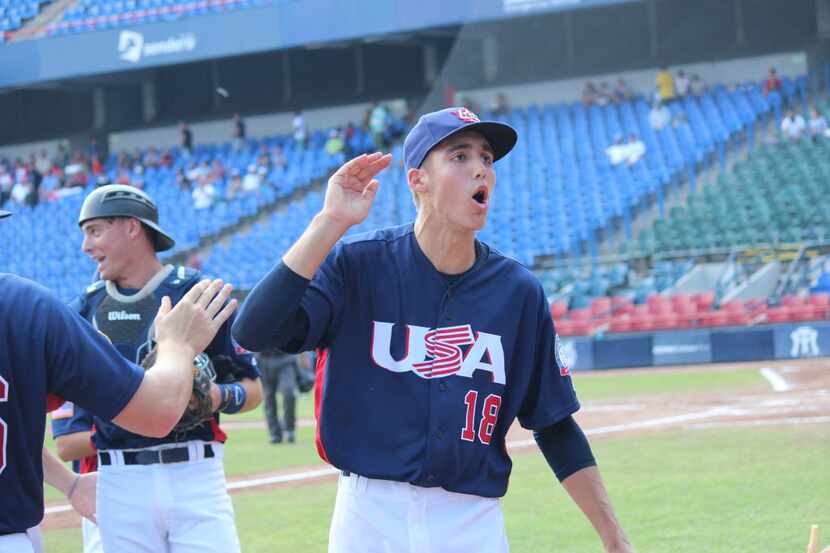 Texas Rangers pitcher Hans Crouse competed for Team USA at the 2016 COPABE "AAA" Pan...