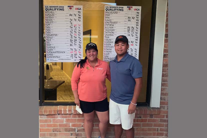 Ursuline golf coach Amy Ruengmateekhun (left) with her younger brother, Jamie, who served as...