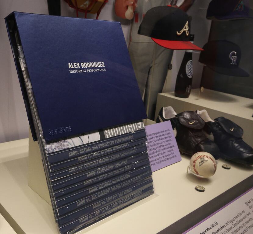 A prospectus prepared about Alex Rodriguez is on display at the Baseball Hall of Fame in...