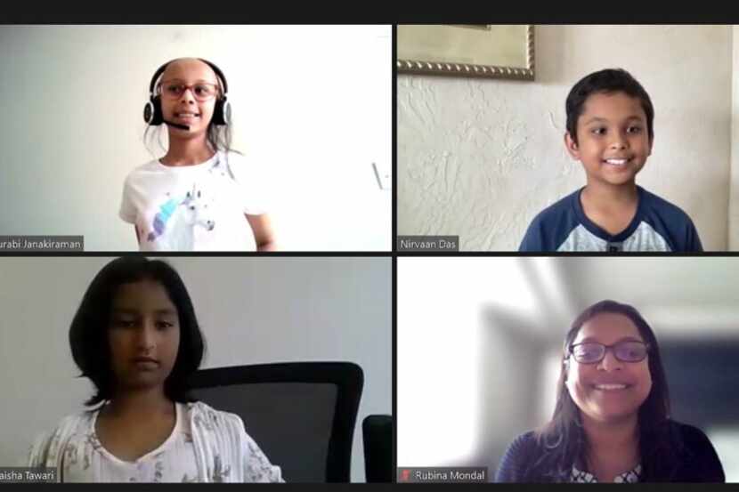 Four third graders in Frisco ISD — Vidyuth Vignesh, Surabi Janakiraman, Nirvaan Das and...