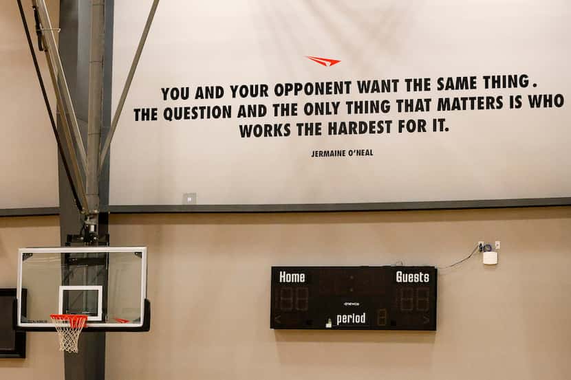 A quote from Jermaine O'Neal is displayed on the wall at Drive Nation Sports in Dallas on...