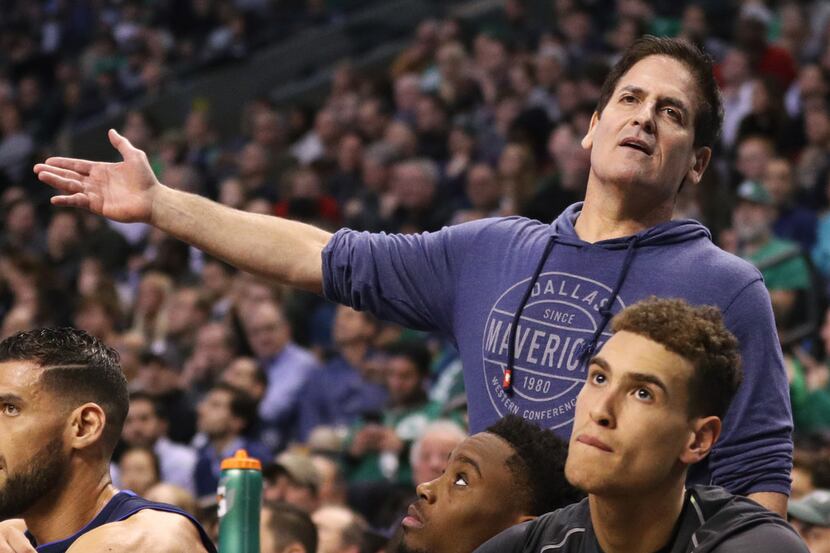 BOSTON, MA - DECEMBER 6: Dallas Mavericks owner Mark Cuban reacts to a call during the...