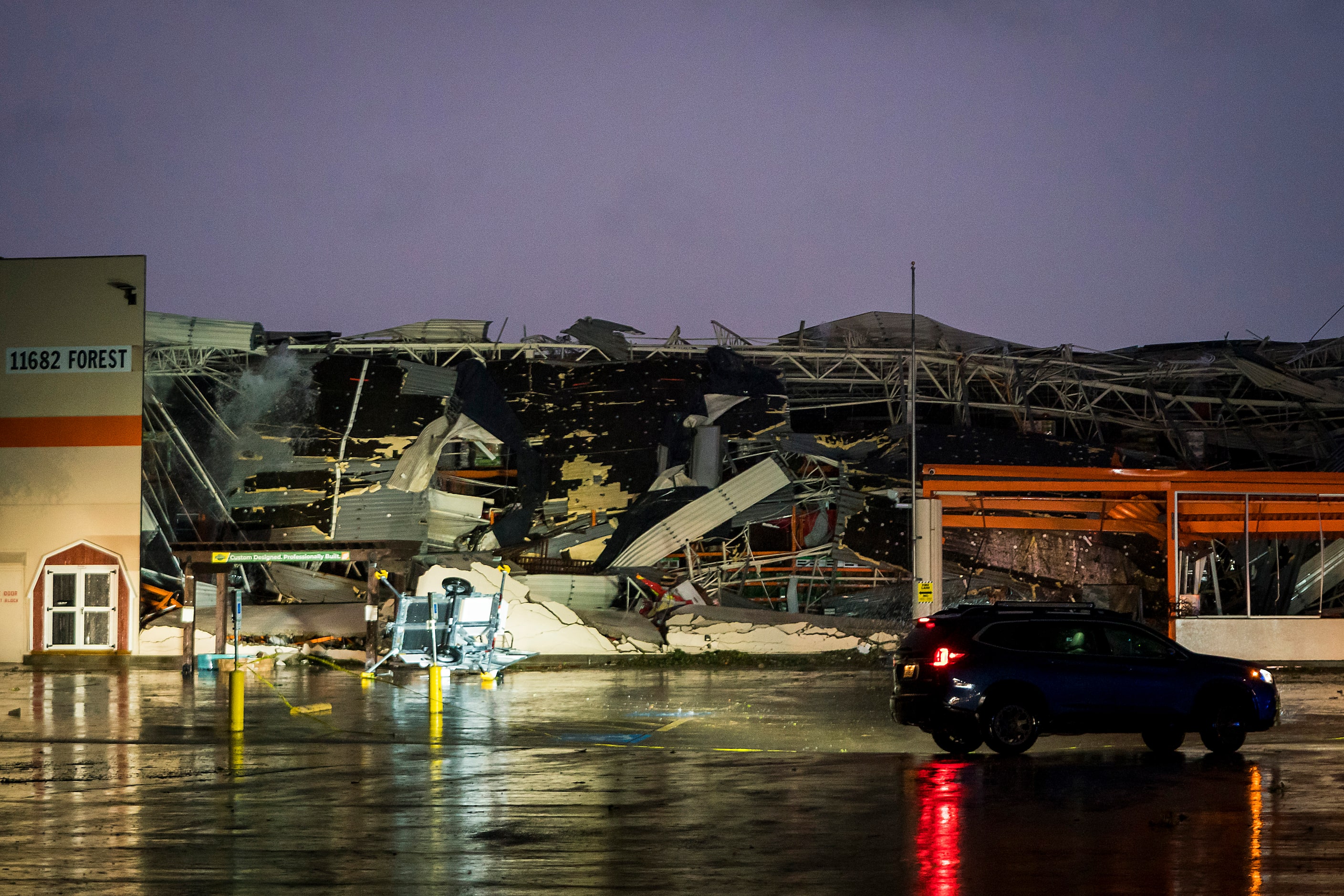 Tornado damage to the Home Depot store near the intersection of Forest and North Central...