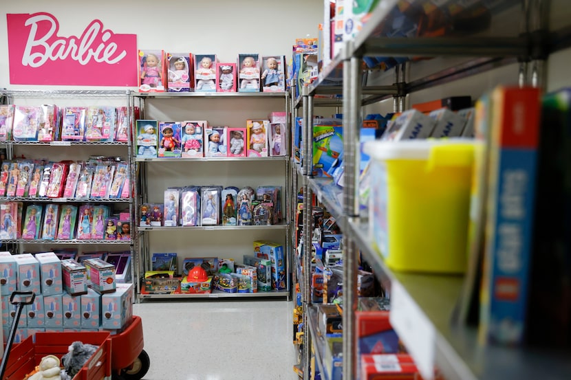 The staff at the Dallas Children's Advocacy Center provides toys to the kids it serves to...