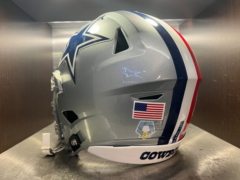 An image of the helmet Cowboys right guard Zack Martin will wear against the Indianapolis...