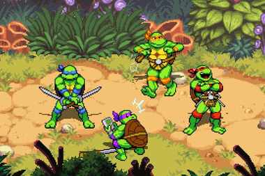 An image from the video game "Teenage Mutant Ninja Turtles: Shredder's Revenge."