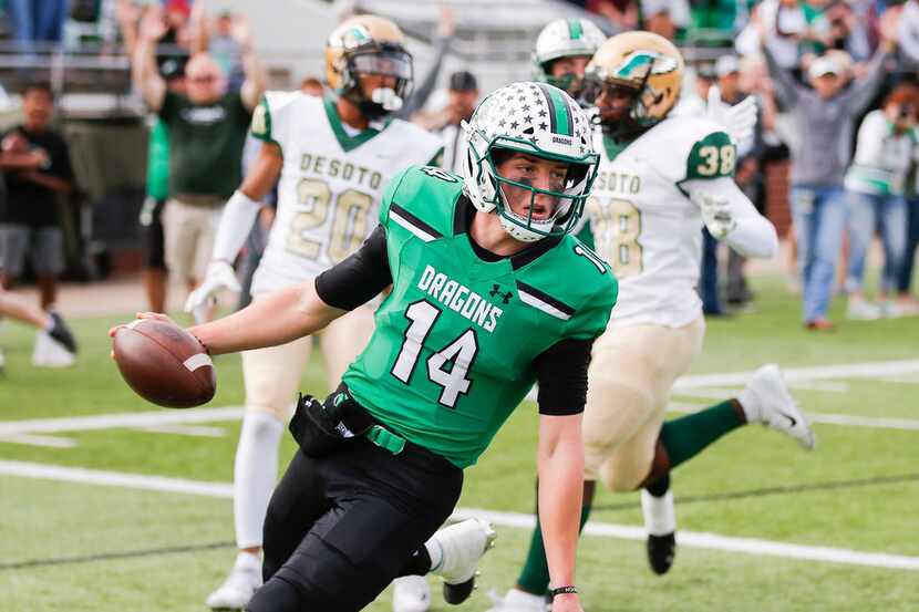 Southlake Carroll quarterback Will Bowers scores a touchdown during last week's 41-20...