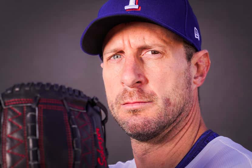 Texas Rangers pitcher Max Scherzer photographed at the team's training facility on Tuesday,...