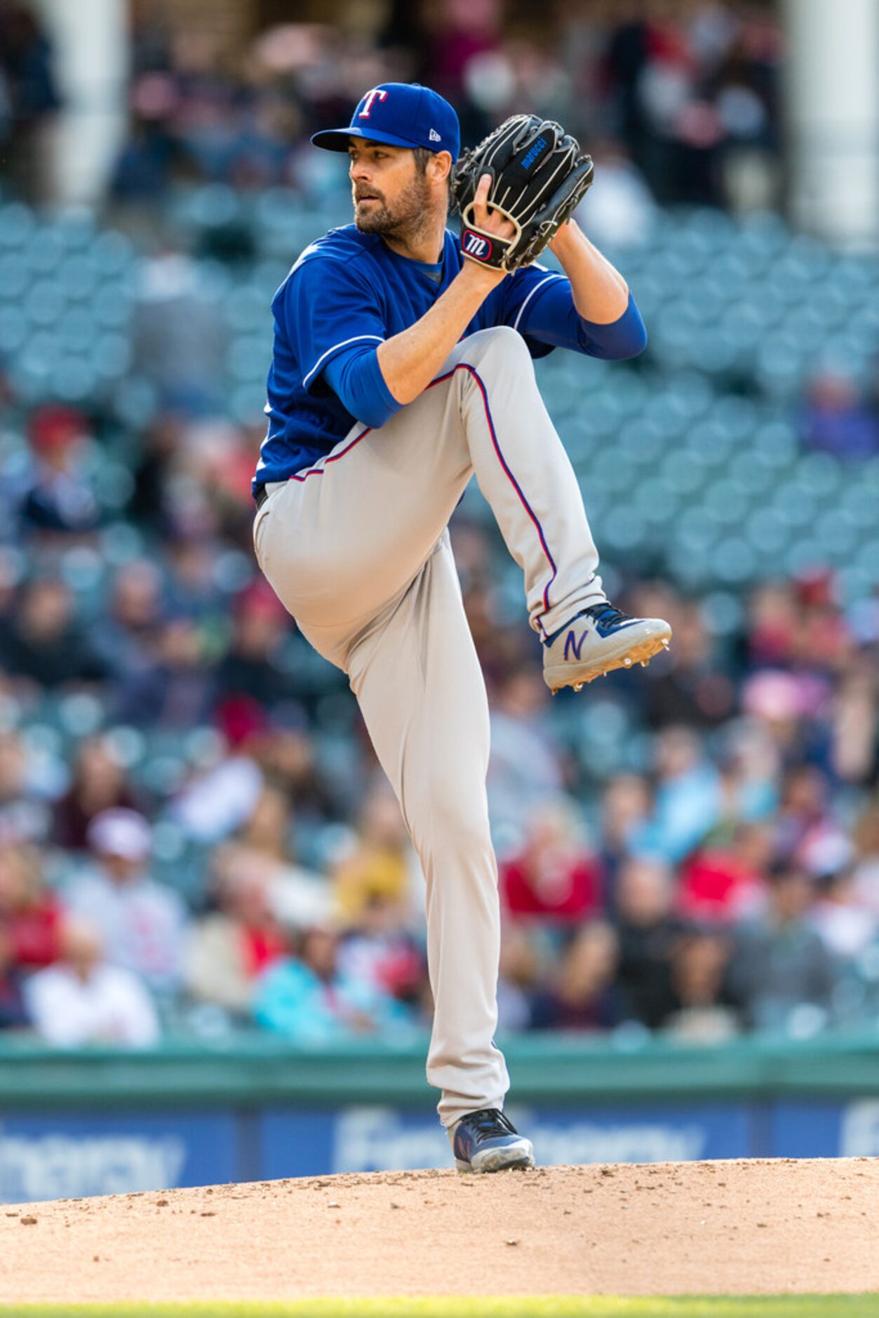 CLEVELAND, OH - APRIL 30: Starting pitcher Cole Hamels #35 of the Texas Rangers pitches...