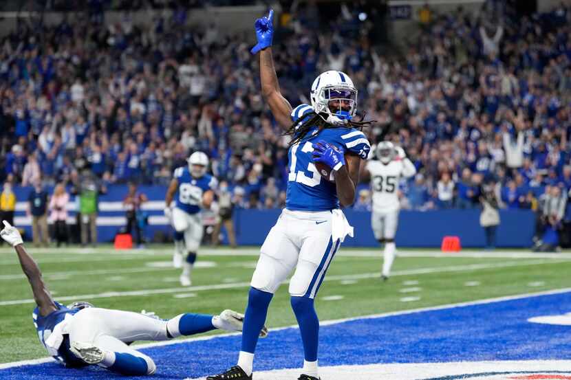 Indianapolis Colts wide receiver T.Y. Hilton (13) celebrates after catching a 45-yard...
