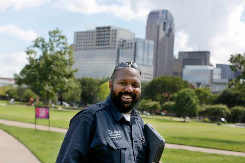 Dallas Animal Services field officer Allen Davis spent time working at Griggs Park near...