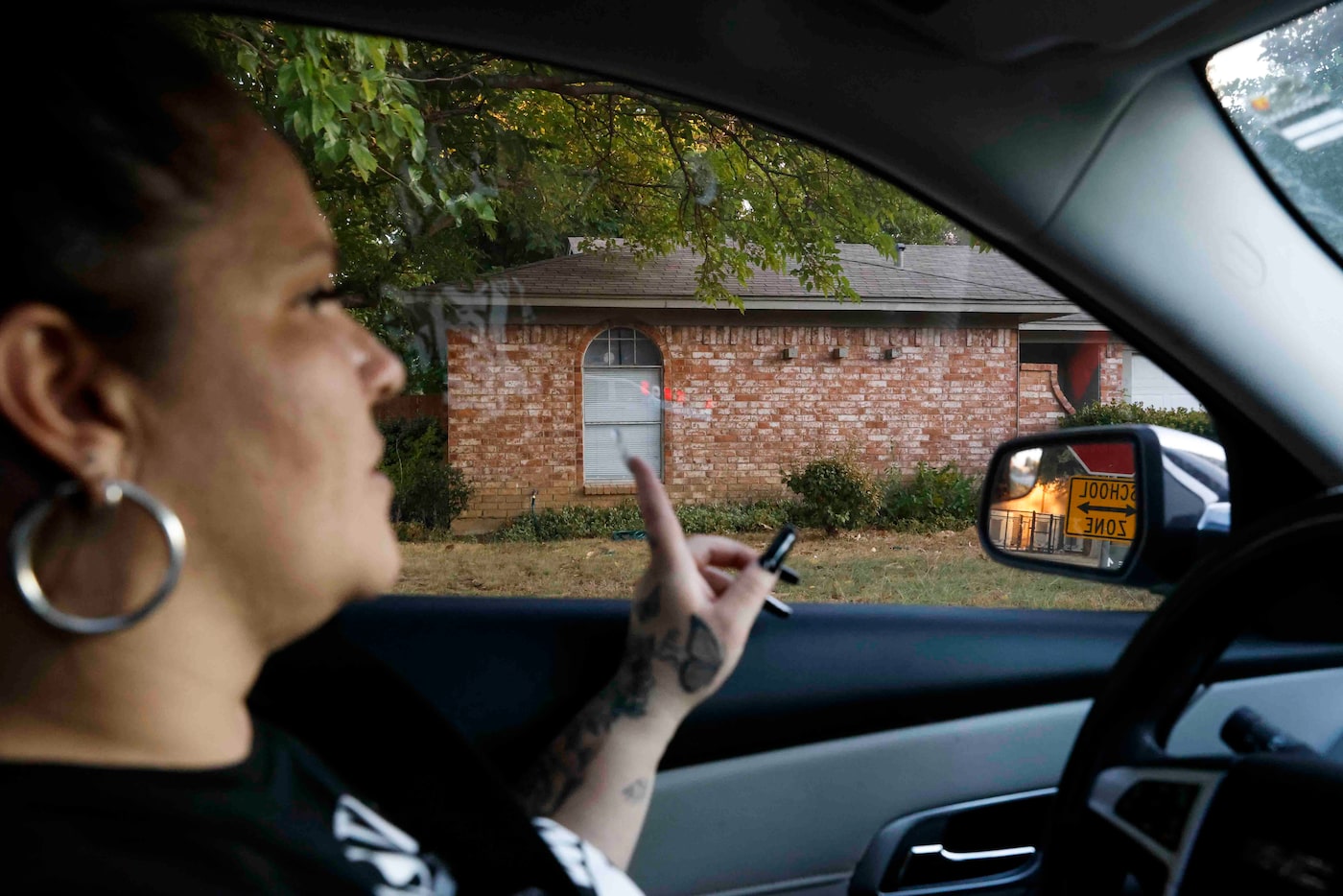 Sydney Navarro, while driving through her old neighborhood in Haltom City in August 2022,...