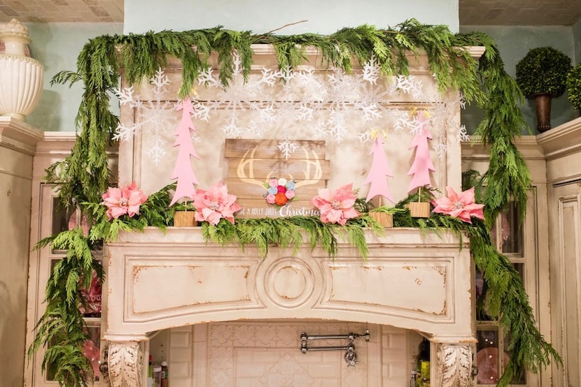 Even the mantle above the stove gets decorated.