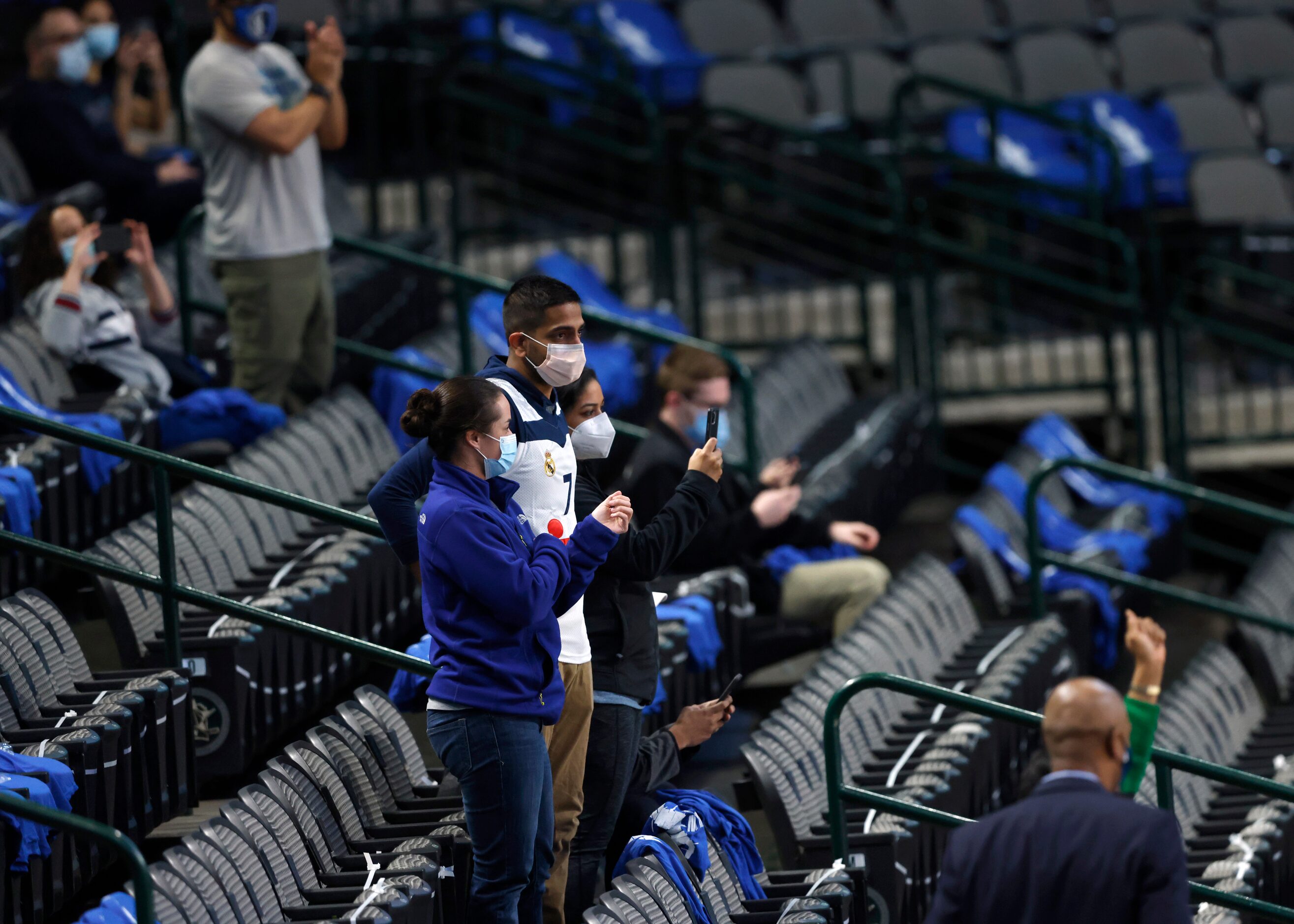 Dallas Mavericks fans in attendance before the start of the game between the Dallas...