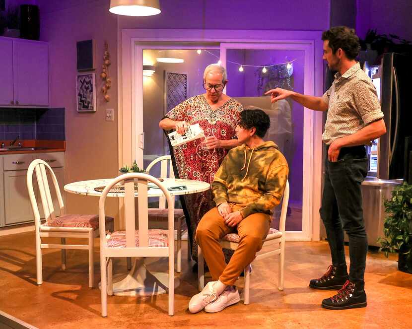 Plano-raised actor-director Michael Urie (right) works with cast members Edwin Montenegro...