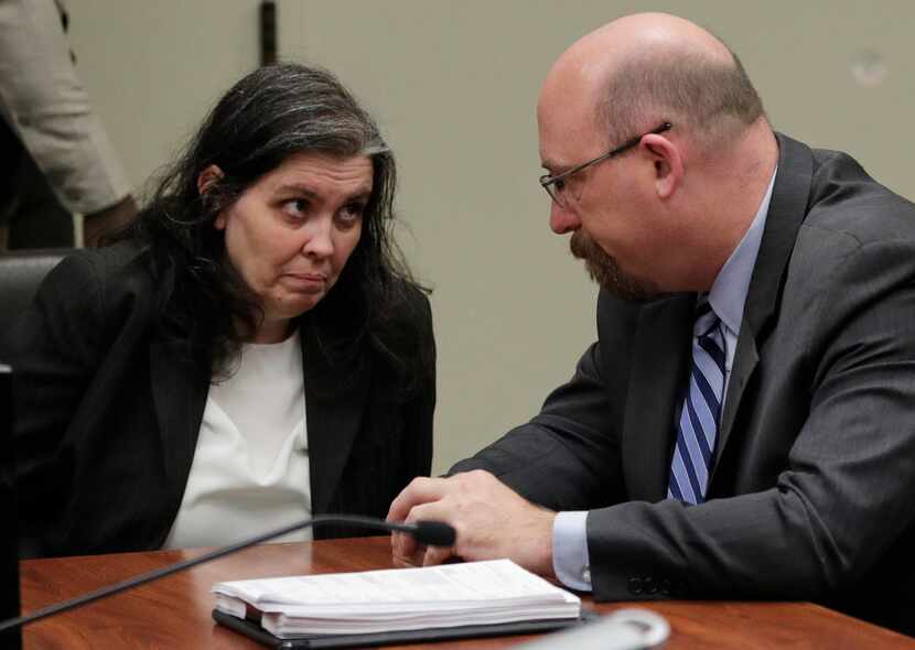 Louise Anna Turpin, left, appeared in court with her attorney Jeff Moore in Riverside,...