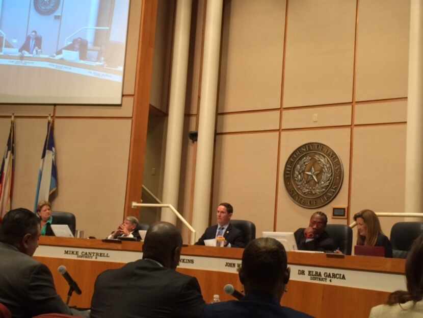  County Judge Clay Jenkins suggested tabling the proposal for twice-a-month meetings, but no...
