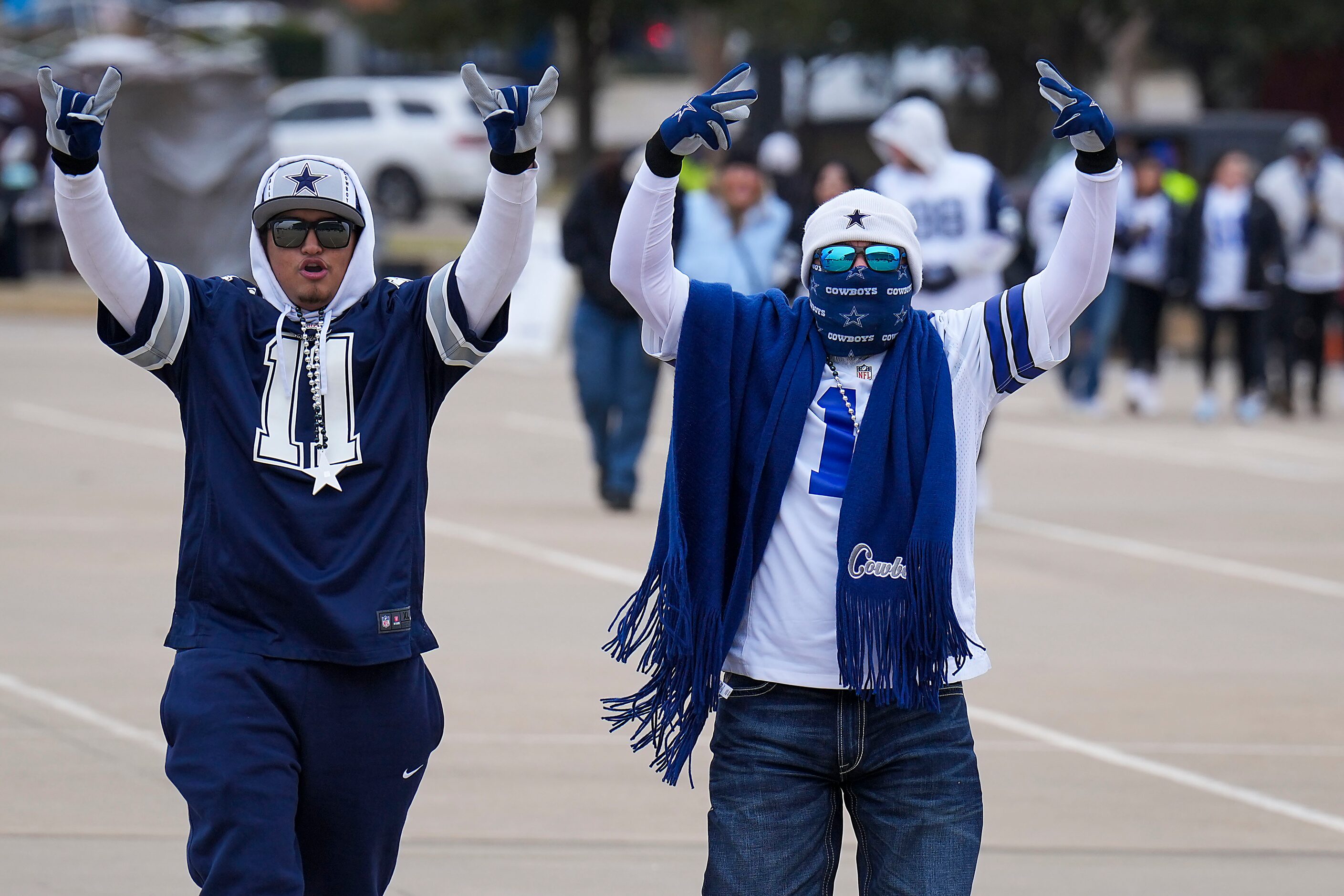 Dallas Cowboys arrive before an NFL wild-card playoff football game against the Green Bay...