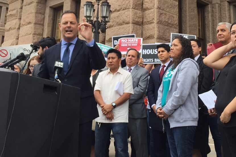 Rep. Rafael Anchia, D-Dallas, and other critics of a sanctuary cities bill staged a rally...