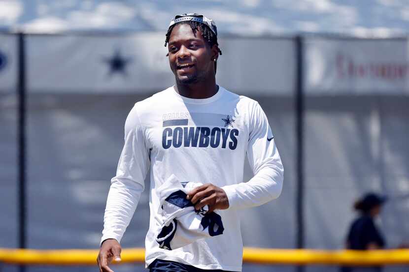 Dallas Cowboys wide receiver Michael Gallup (13) walks to the practice field during a Dallas...