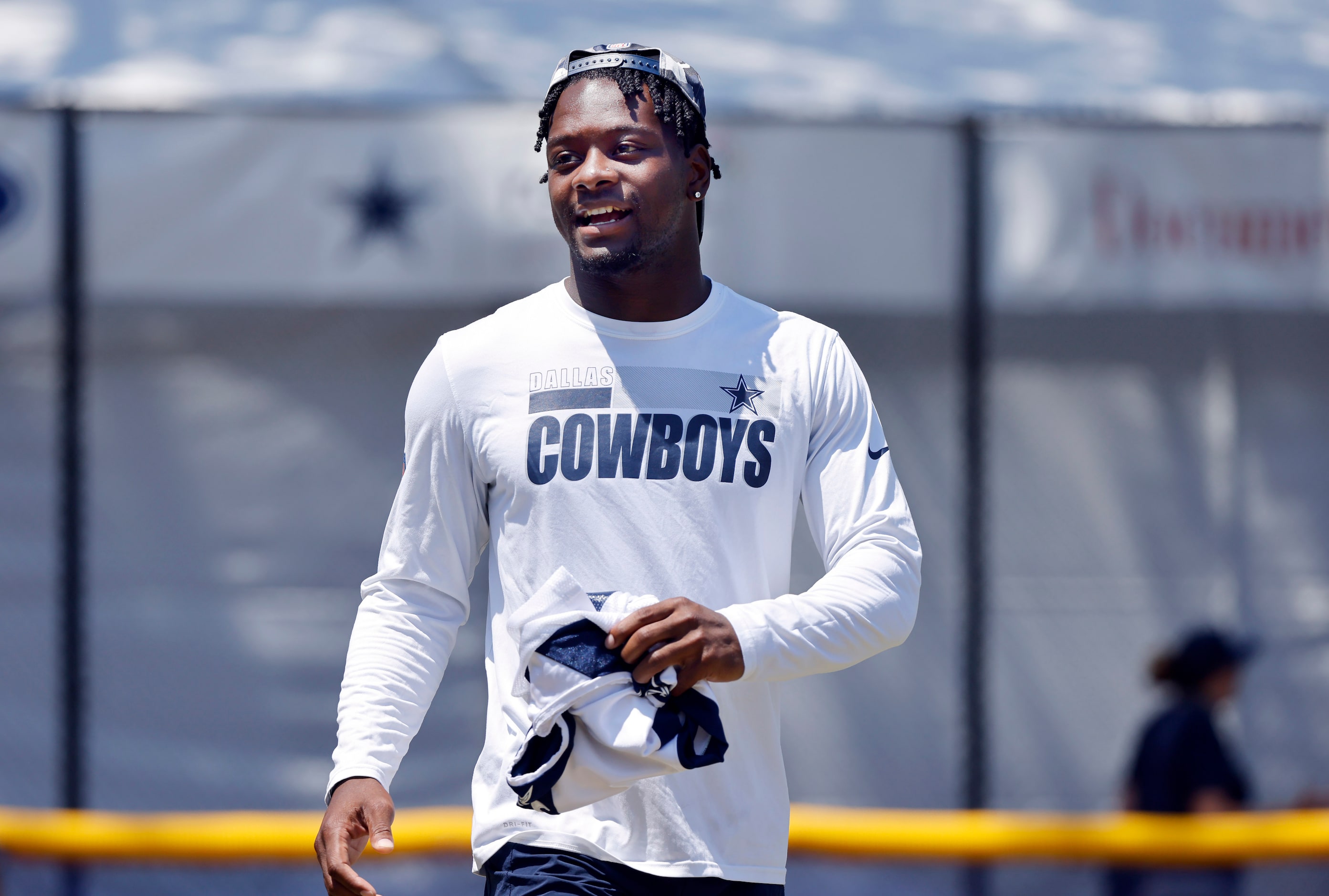 Dallas Cowboys wide receiver Michael Gallup (13) walks to the practice field during a Dallas...