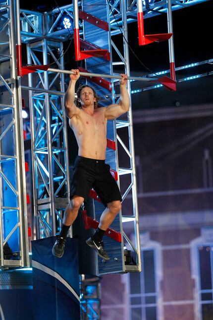 Kevin Klein tackled the salmon ladder obstacle at the Houston finals of "American Ninja...