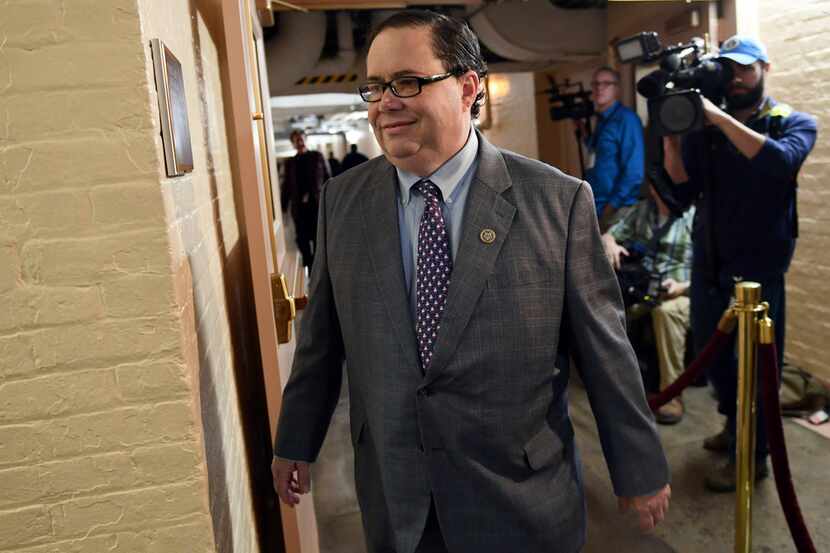 Rep. Blake Farenthold, R-Texas, arrives for a meeting of House Republicans on Capitol Hill...