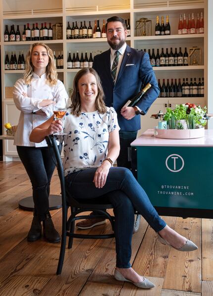 Executive chef Sophie Lynn, left, sommelier Cameron Cronin, right, and owner Michelle Bonds...