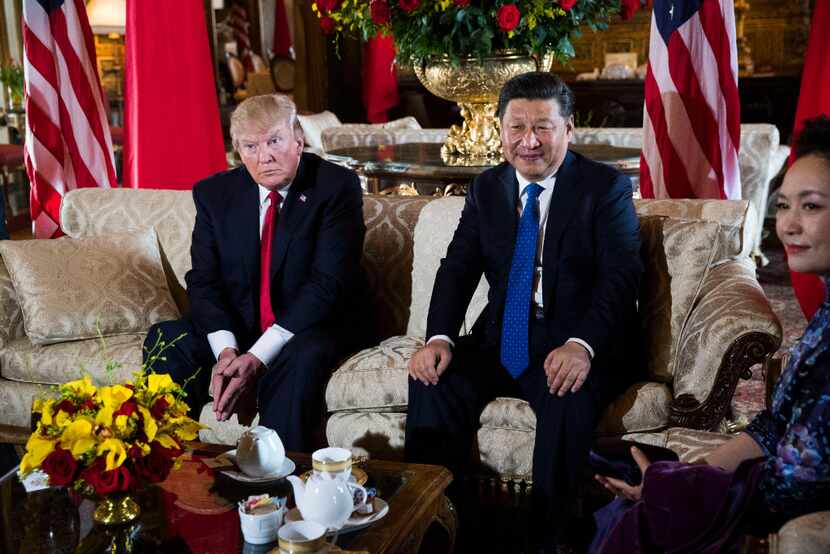 President Donald Trump meets with President Xi Jinping of China at his Mar-a-Lago resort in...