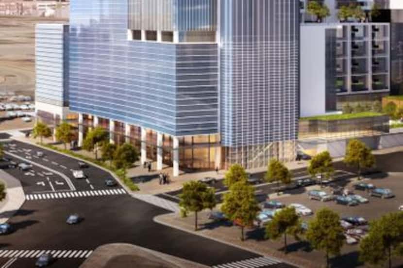 Akard Place  will include a 16-story office building and a 20-story residential tower joined...