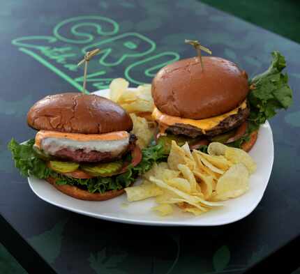 Cru Lounge sells veggie and beef burgers.