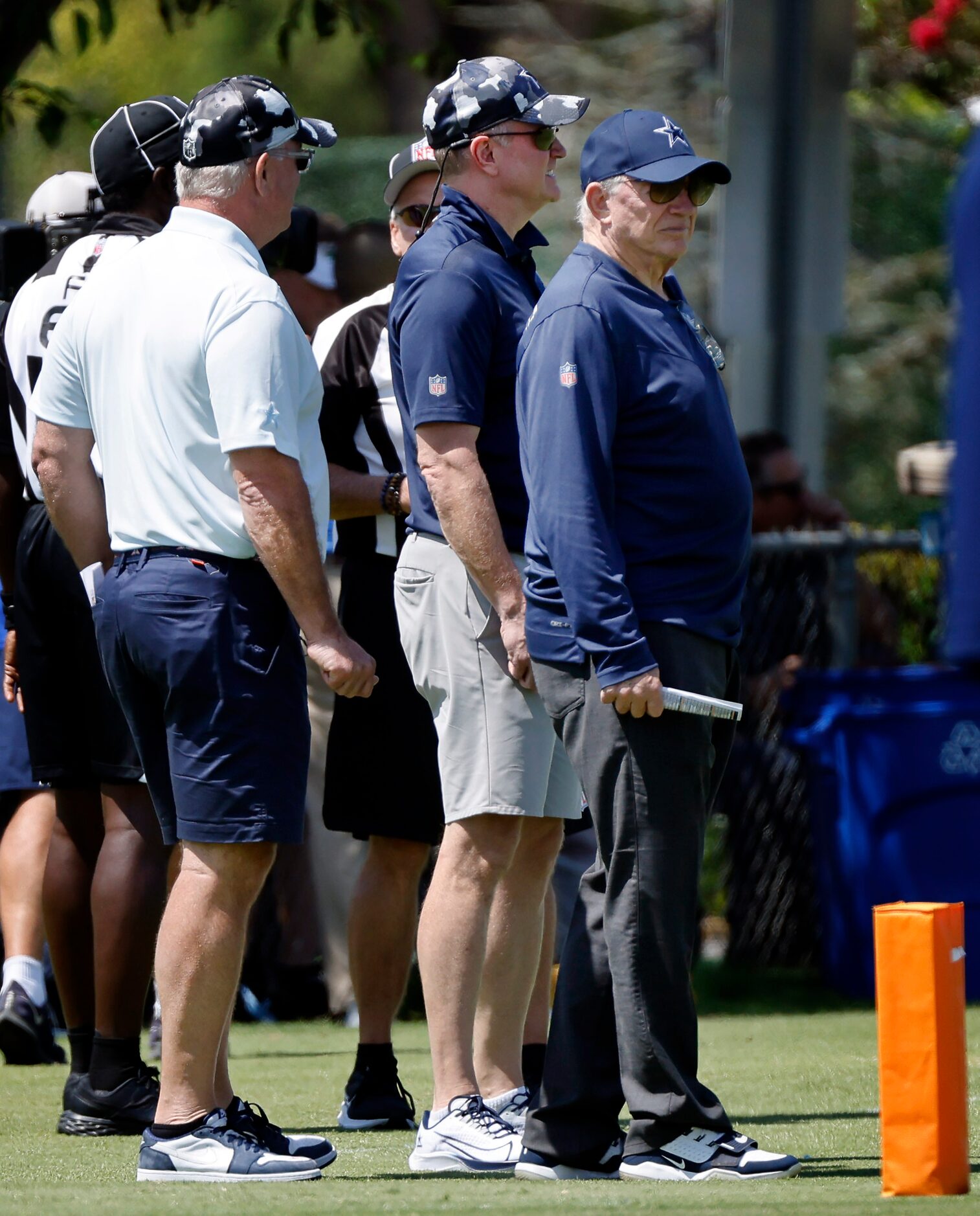 Dallas Cowboys owner Jery Jones (right) and his sons Jerry Jones Jr (center) and Stephen...