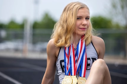 Denton Guyer senior track runner Brynn Brown poses for a portrait at the John H. Guyer High...