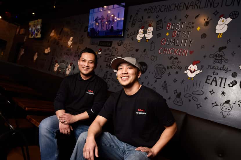 Co-owners Michael Pan, left, and Danny Doan, of BBQ Chicken in Arlington.