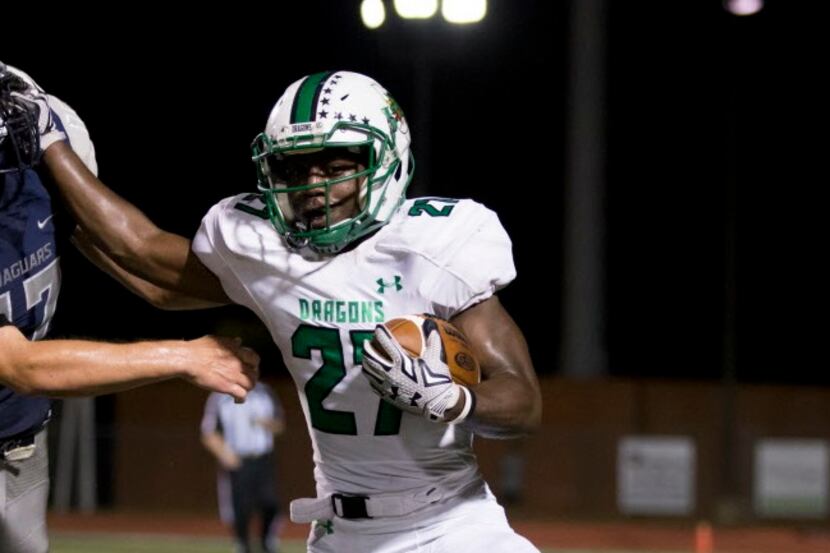 Southlake Carroll running back Tre Sledge, pictured earlier this season, had 72 yards...