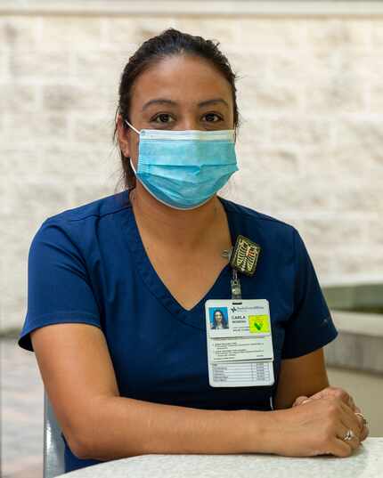 Carla Moreno, 35, is pictured at Baylor University Medical Center on Wednesday in Dallas. 