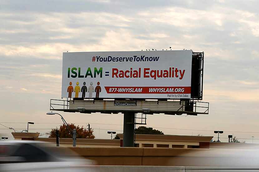 A 'Why Islam' billboard at the intersection of Interstate 635 and Josey Lane in Dallas...