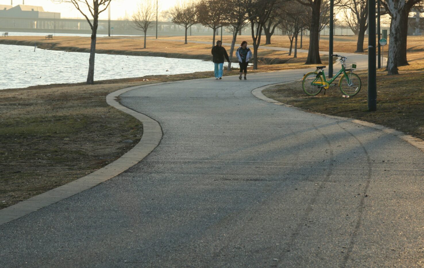 The cold weather didn't stop Paula Duque (left) and Jessica Cardenas from walking the trail...