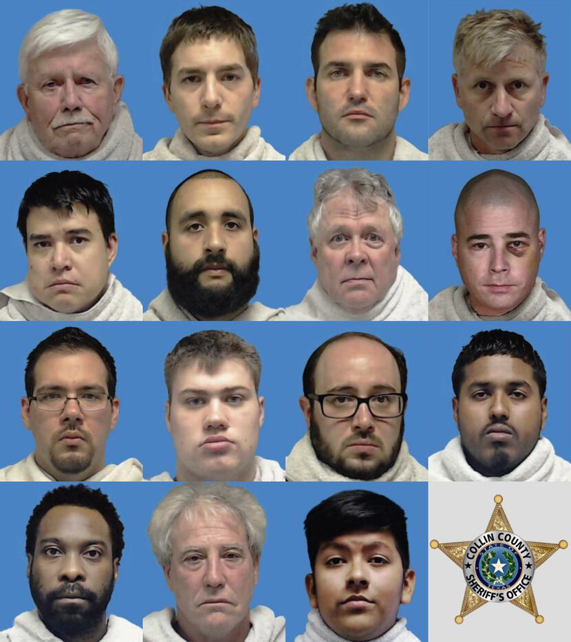 A mug shot compilation photo of men arrested during a recent child exploitation sting in...