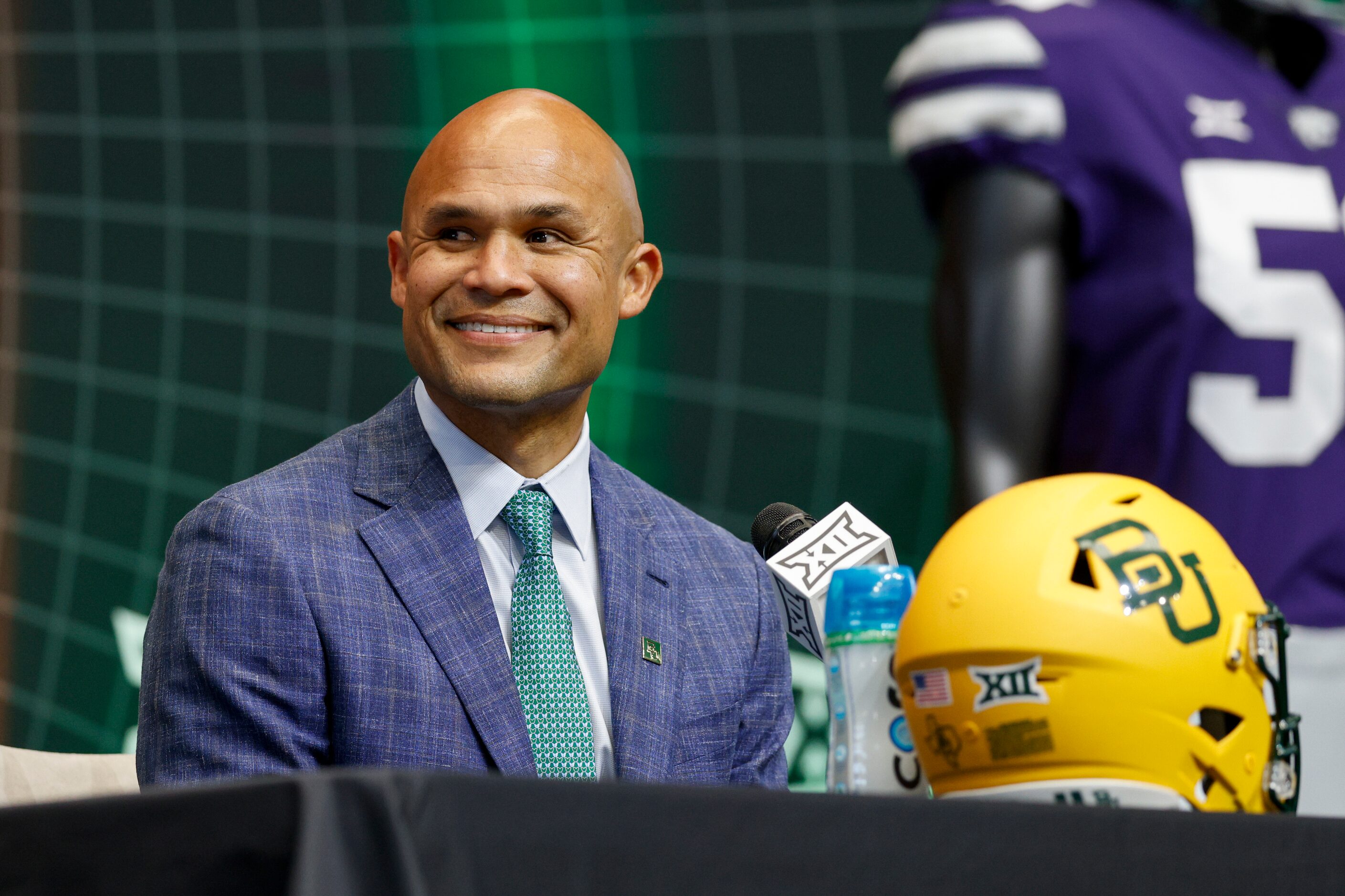 Baylor head coach Dave Aranda smiles before addressing reporters during the Big 12 Media...