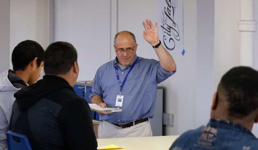 Peter Goldstein (center) instructed ninth-graders in architecture at CityLab High School in...