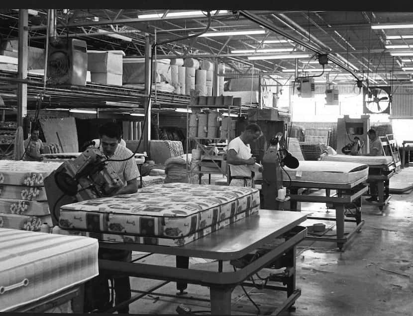 Milton Smith's mattress factory in Austin in the 1960s.