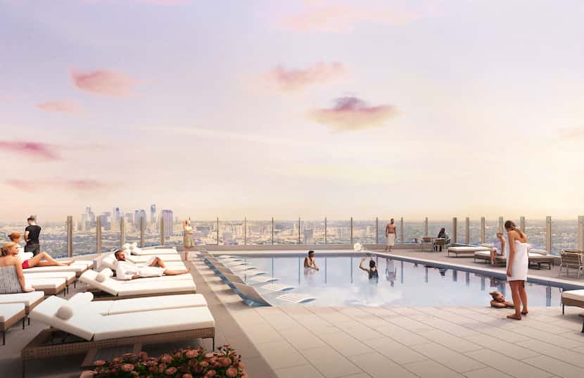 The apartment high-rise will have a rooftop pool.