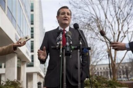  Sen. Ted Cruz tells reporters Tuesday that after the attacks in Brussels, he would use the...